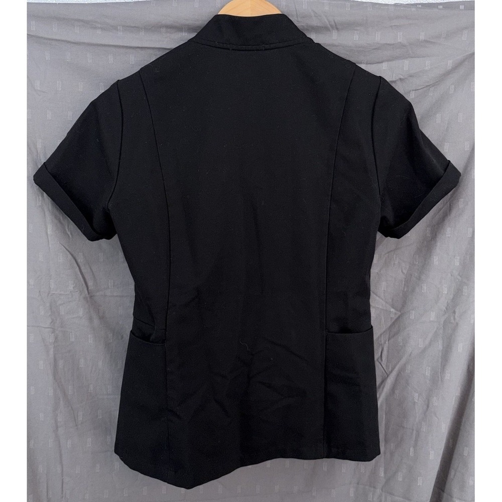 FIGS Black Inala Slim Scrub Top Mandarin Collar 3 Pocket Women's Small Onyx - Picture 7 of 8